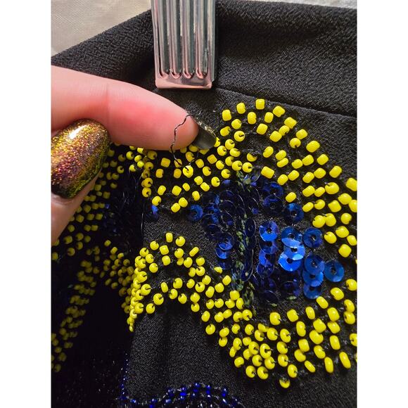 Forever 21 black beaded sequin embellished mini skirt large - Picture 2 of 10